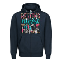 Navy resting nurse face Zipper Hoodie - NancyCooperArtShop