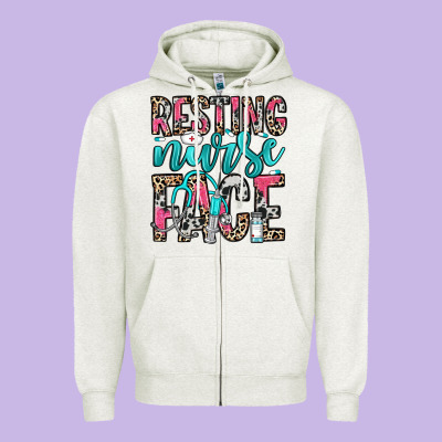 Resting Nurse Face Zipper Hoodie Designed By Nancycooperartshop