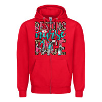 Red resting nurse face Zipper Hoodie - NancyCooperArtShop