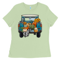 Matcha Fall Pumpkin Farm Truck Ladies Tee - RanaPortraitStore