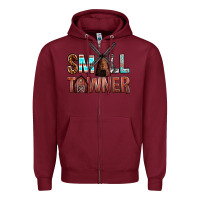 Burgundy small towner Zipper Hoodie - NancyCooperArtShop