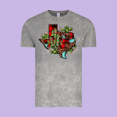 Cactus Christmas Texas Map Vintage Tee Designed By Jahusdesignshop