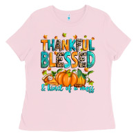Bubblegum Pink Thankful blessed and kind of a mess Ladies Tee - RanaPortraitStore