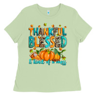 Matcha Thankful blessed and kind of a mess Ladies Tee - RanaPortraitStore