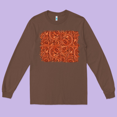 Serape Turquoise  Leather Background Long Sleeve Tee Designed By Jasminsmagicworld