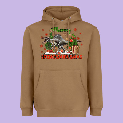 Merry Spinosaurusmas Heavyweight Hoodie Designed By Lillyallendesigns