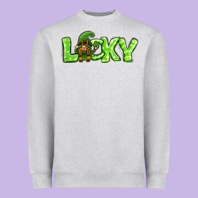 St Patricks Day Lucky Gnome Heavyweight Sweatshirt Designed By Jasminsmagicworld