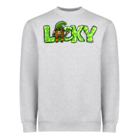 Heather Grey St Patricks Day Lucky Gnome Heavyweight Sweatshirt - Jasminsmagicworld