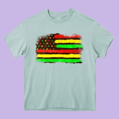 Juneteenth Flag Heavy Core Tee Designed By Texasbilliewilder