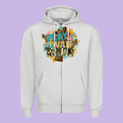 Pray Wait Trust Crosses Christian Zipper Hoodie Designed By Nancycooperartshop