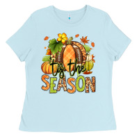 Baby Blue Tis' the season Fall American Football Ladies Tee - RanaPortraitStore