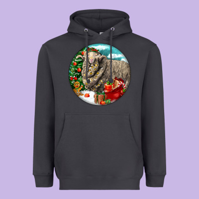 Christmas Merino Wool Sheep Heavyweight Hoodie Designed By Lillyallendesigns