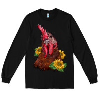 Black rooster sunflower Long Sleeve Tee - BarkalooDesign