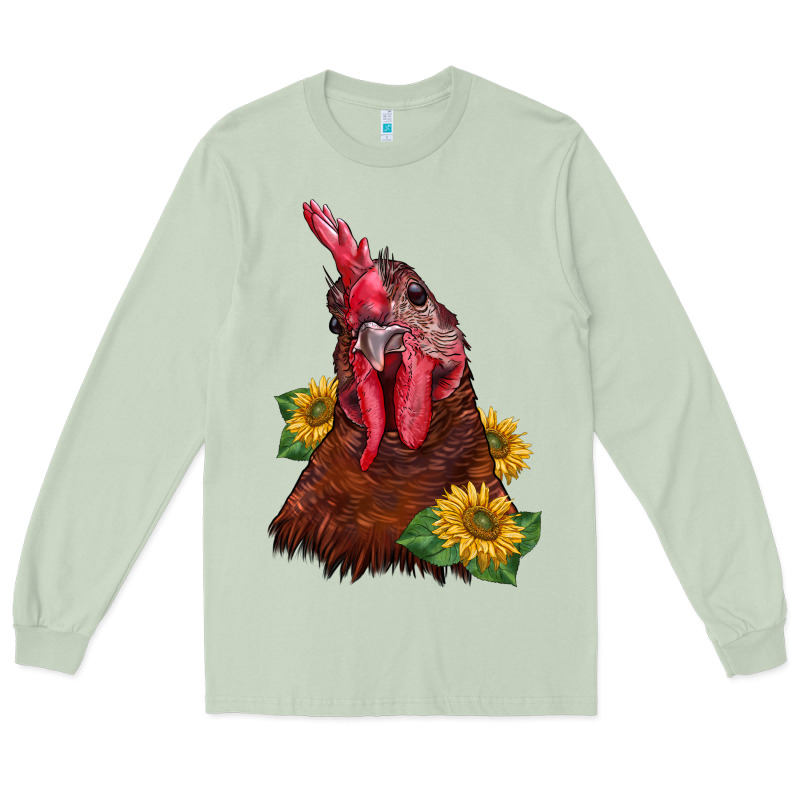 Rooster Sunflower Long Sleeve Tee by BarkalooDesign | Teevron
