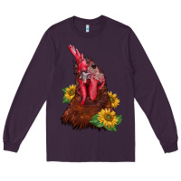 Plum rooster sunflower Long Sleeve Tee - BarkalooDesign