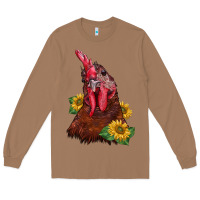 Toasted Coconut rooster sunflower Long Sleeve Tee - BarkalooDesign