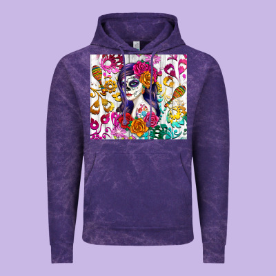 Sugar Skull Girl Vintage Hoodie Designed By Ranaportraitstore
