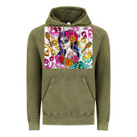 Vintage Olive sugar skull girl Vintage Hoodie - RanaPortraitStore