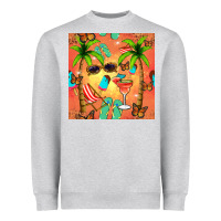 Heather Grey summer slipper and cocktail seamless pattern Heavyweight Sweatshirt - BundleAndBundleShop