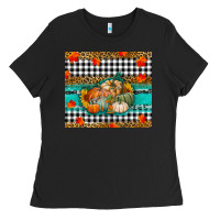 Black Fall Pumpkins Ladies Tee - RanaPortraitStore