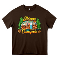 Chocolate Brown happy camper Heavy Core Tee - Zillion Design Studio