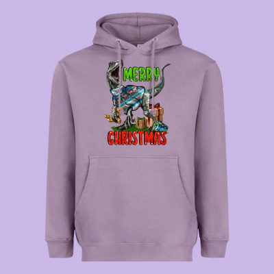 Merry Christmas Velociraptor Heavyweight Hoodie Designed By Lillyallendesigns