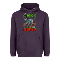 Plum merry christmas velociraptor Heavyweight Hoodie - LillyAllenDesigns
