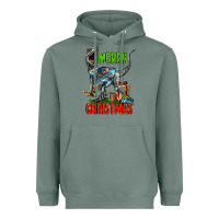 Sage merry christmas velociraptor Heavyweight Hoodie - LillyAllenDesigns