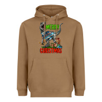Toasted Coconut merry christmas velociraptor Heavyweight Hoodie - LillyAllenDesigns