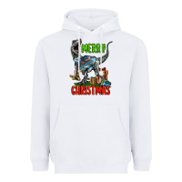 White merry christmas velociraptor Heavyweight Hoodie - LillyAllenDesigns