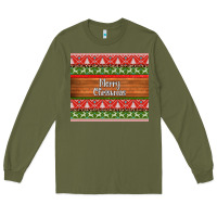 Army Green merry christmas knitted reindeer pattern Long Sleeve Tee - Jasminsmagicworld