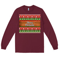 Burgundy merry christmas knitted reindeer pattern Long Sleeve Tee - Jasminsmagicworld