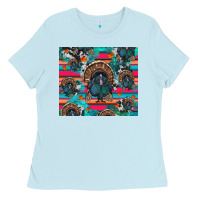 Baby Blue Thanksgiving Turkey Ladies Tee - RanaPortraitStore