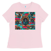 Bubblegum Pink Thanksgiving Turkey Ladies Tee - RanaPortraitStore