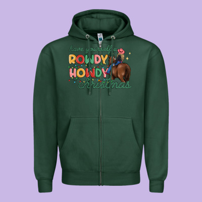 Have Yourself A Rowdy Howdy Christmas Zipper Hoodie Designed By Maliassmallbusiness