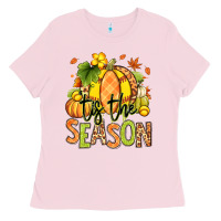 Bubblegum Pink Tis' the season Fall Softball Ladies Tee - RanaPortraitStore