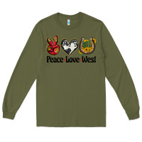 Army Green peace love west Long Sleeve Tee - BarkalooDesign