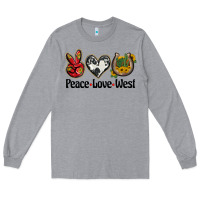 Heather Grey peace love west Long Sleeve Tee - BarkalooDesign