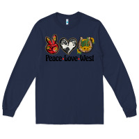 Navy peace love west Long Sleeve Tee - BarkalooDesign