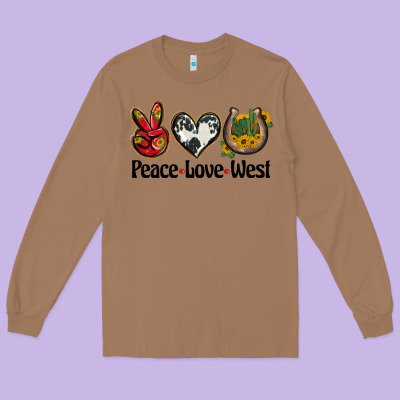 Peace Love West Long Sleeve Tee Designed By Barkaloodesign