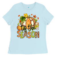 Baby Blue Tis' the season Fall American Football Ladies Tee - RanaPortraitStore