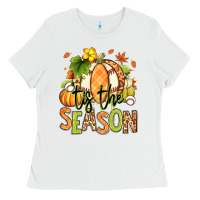 White Tis' the season Fall American Football Ladies Tee - RanaPortraitStore