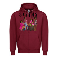 Burgundy sista sisters afro black women Zipper Hoodie - NancyCooperArtShop