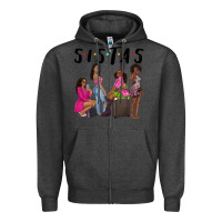 Charcoal Heather sista sisters afro black women Zipper Hoodie - NancyCooperArtShop