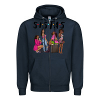 Navy sista sisters afro black women Zipper Hoodie - NancyCooperArtShop