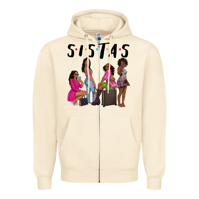 Sista Sisters Afro Black Women Zipper Hoodie by NancyCooperArtShop | Teevron