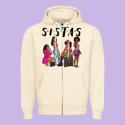Sista Sisters Afro Black Women Zipper Hoodie Designed By Nancycooperartshop