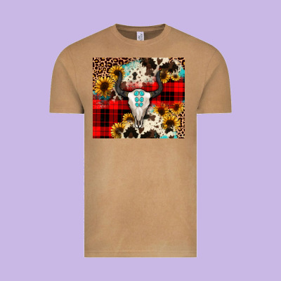 Bullskull Sunflower Vintage Tee Designed By Jahusdesignshop