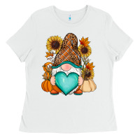 White Western Fall gnome Ladies Tee - RanaPortraitStore