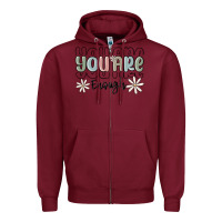 Burgundy you are enough Zipper Hoodie - MaliasSmallBusiness